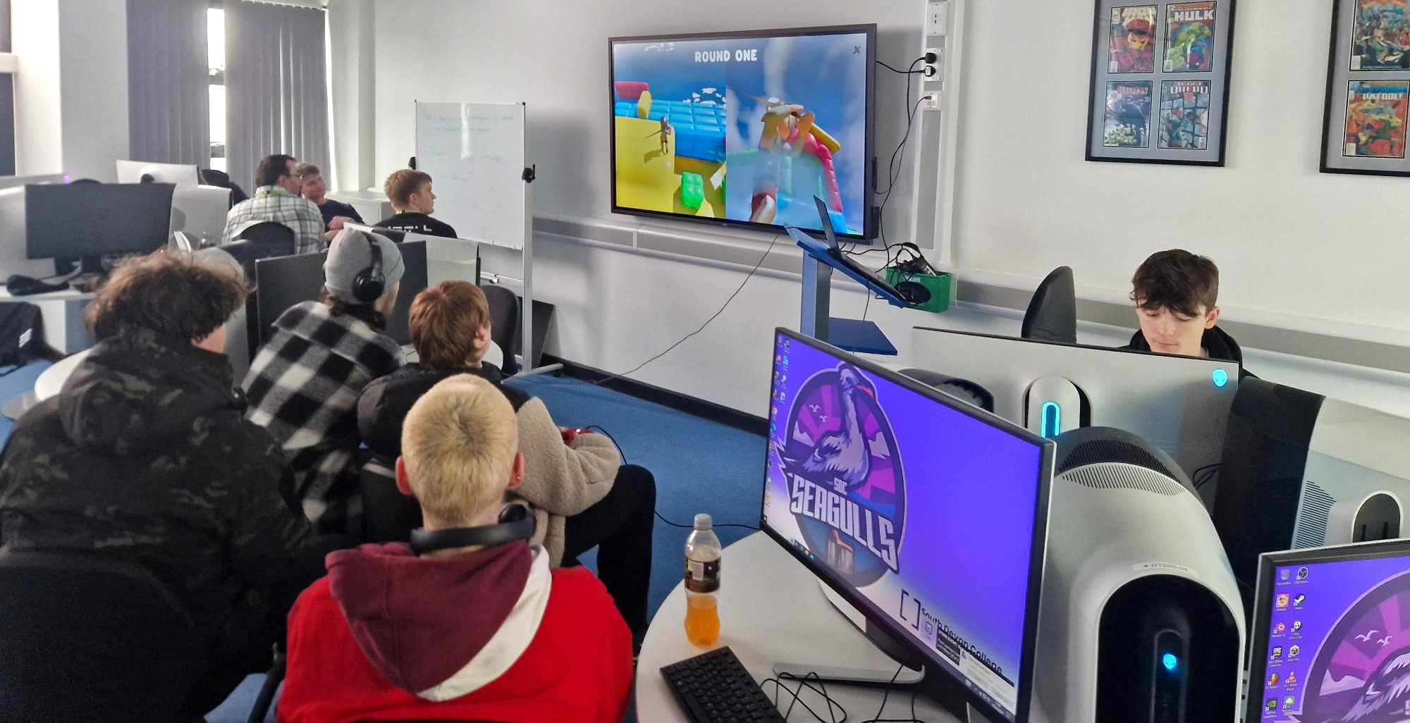 Students at South Devon College playtest their 2024 Jam game 'Sinkie Soldiers'